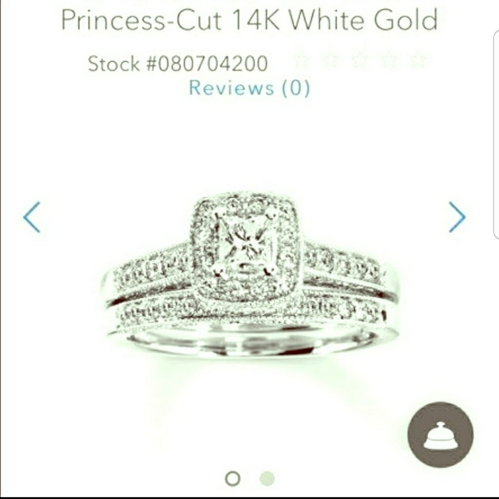 14k White Gold Engagement Ring and Band